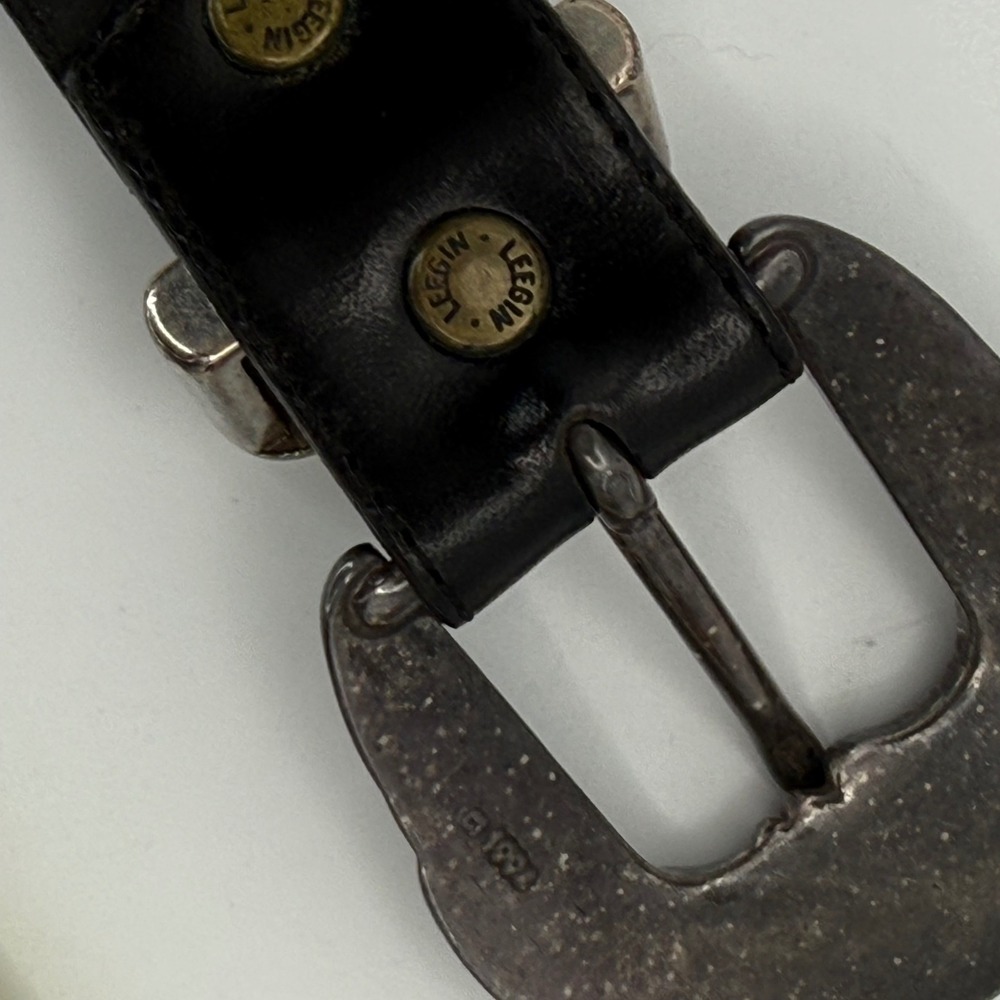 Onyx Brighton Vintage Crescent Moon Buckle Black Leather Belt 34 Whimsigoth Rare - Picture 7 of 8